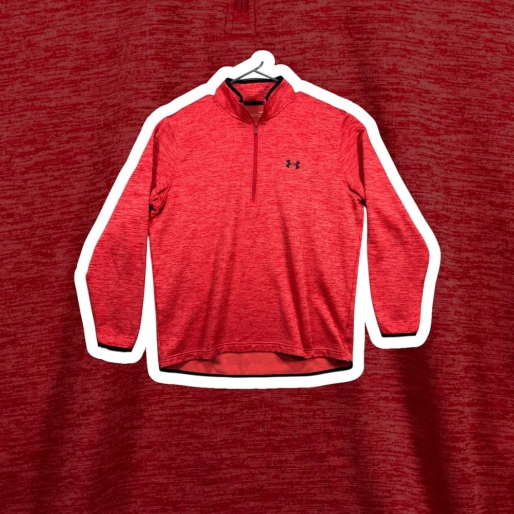 Under Armour Mens Armour Fleece Twist 1/4 Zip Pullover Red Black Large L